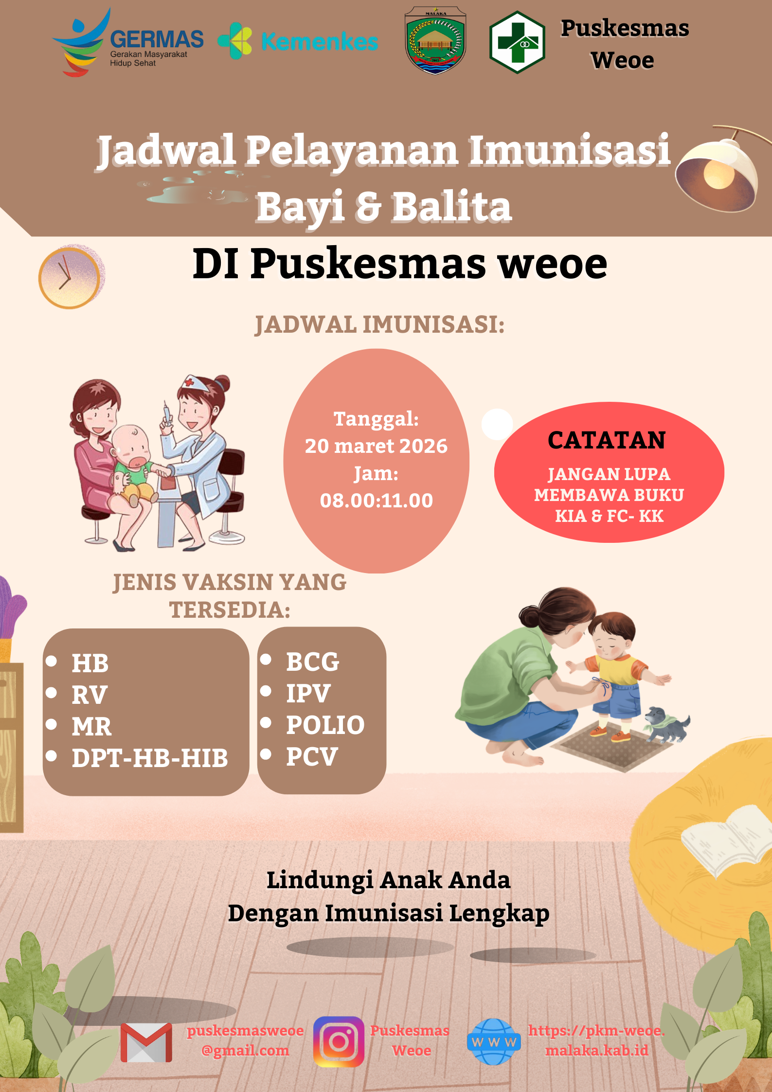 Pengumuman Jadwal Imunisasi di Puskesmas Weoe